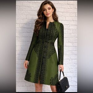 Plenty by Tracy Reese NWT size 4  button up Jacket. Green with navy  blue lining